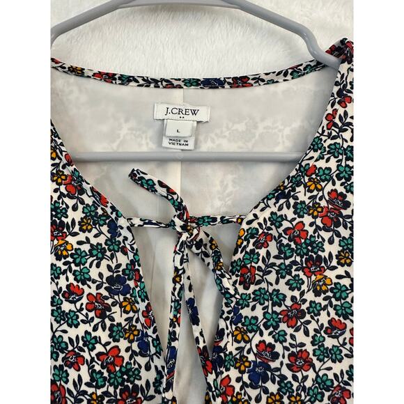 J. Crew Relaxed Ruffle Hem Dress L Fiery Sunset Floral - Picture 5 of 8